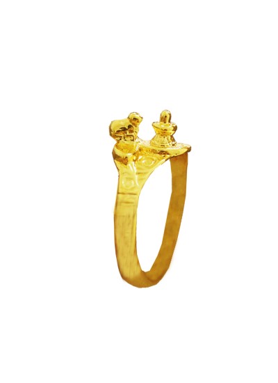 Menjewell New Spiritual Collection High Polished Gold Plated Shivling With Nandi Design Ring