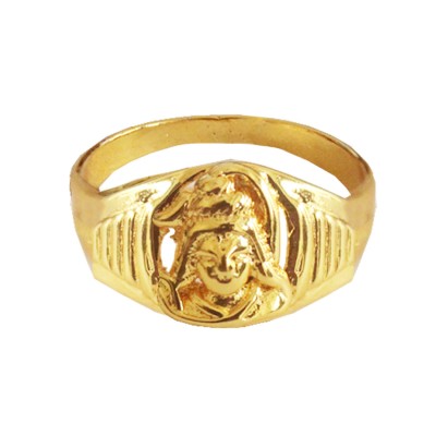 Menjewell New Spiritual Collection High Polished Gold Plated Lord Shiva Design Ring
