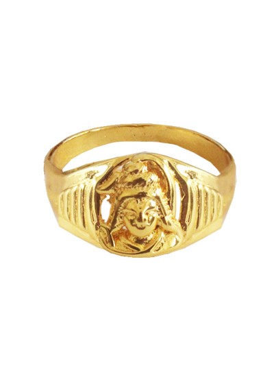 Menjewell New Spiritual Collection High Polished Gold Plated Lord Shiva Design Ring