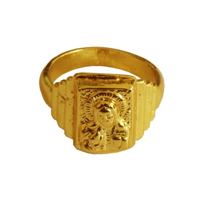 Menjewell New Spiritual Collection High Polished Gold Plated Lord Yeshu Christ Design Ring