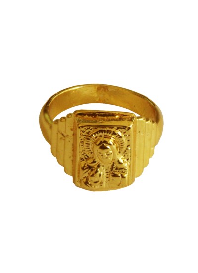 Menjewell New Spiritual Collection High Polished Gold Plated Lord Yeshu Christ Design Ring