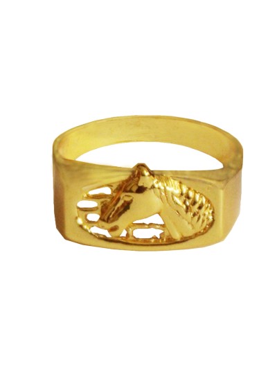 Menjewell Elegant Classic & Stylish Gold Plated Horse Head Design Alloy Finger Rings