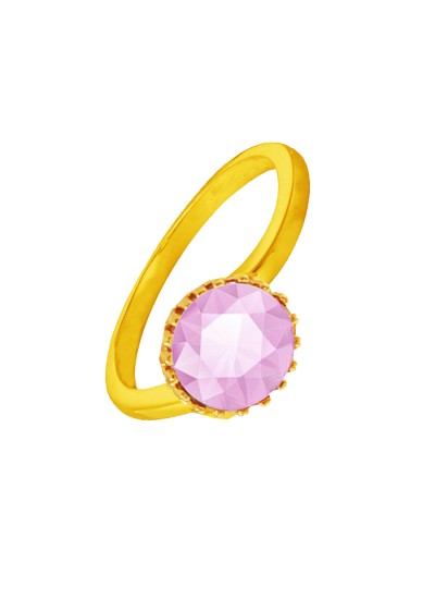 Menjewell Gold::Pink Brilliant Cut Round Simulated Stone Studded Zig Zag Design Ring