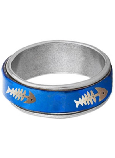 Elegant  Blue  Fish Bone Fashion Thumb Ring