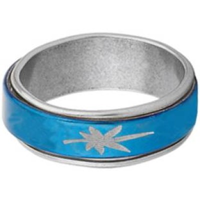 Classic   Silver::Blue  Floral Shape Design Thumb Ring