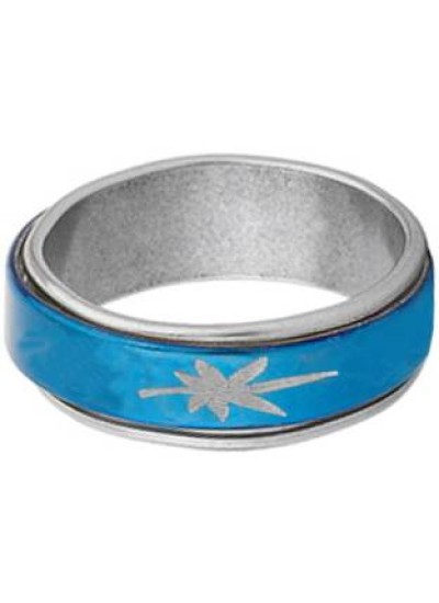 Classic   Silver::Blue  Floral Shape Design Thumb Ring