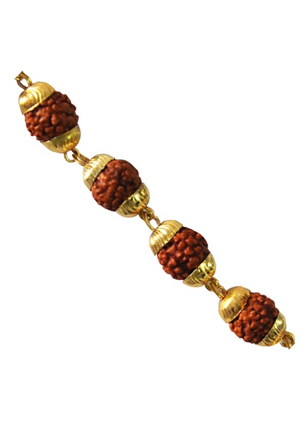 Brown Rudraksha With Gold Cap Rudraksha Bracelet 