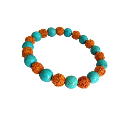 Turquoise Stone Rudraksha Bracelet