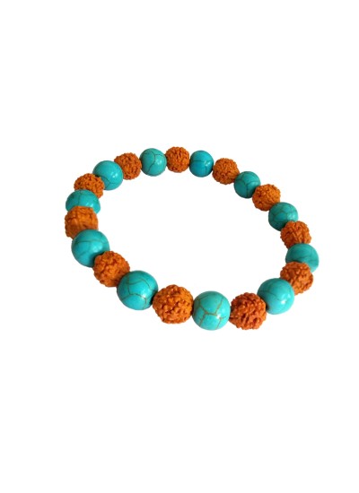 Turquoise Stone Rudraksha Bracelet