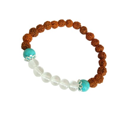 Crystal Turquoise Rudraksha Bracelet 