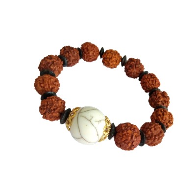 White Howlite Rudraksha Bracelet 