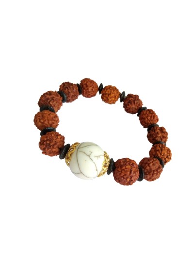 White Howlite Rudraksha Bracelet 