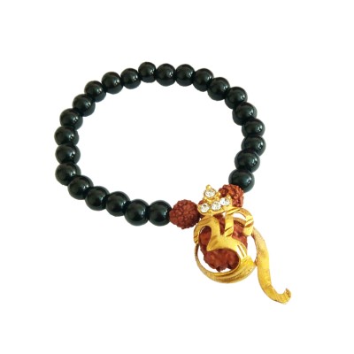 Black Onyx Bracelet Om Rudraksha