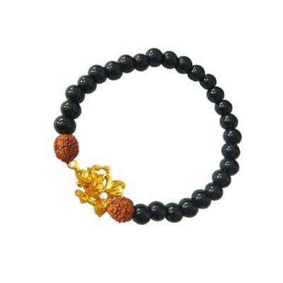 Black Onyx Bracelet Rudraksha Ganesha