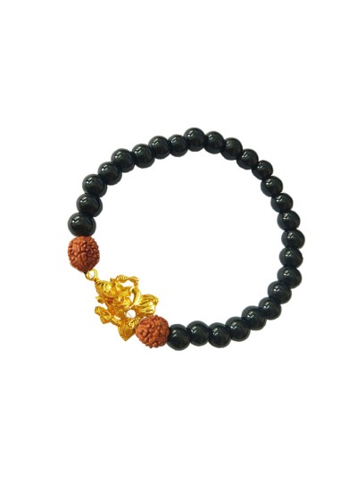 Black Onyx Bracelet Rudraksha Ganesha