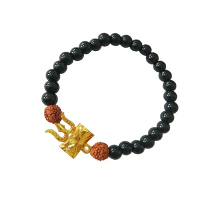 Black Onyx Bracelet Rudraksha Trishul