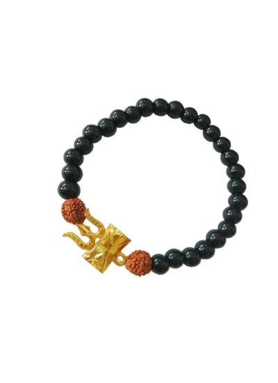 Black Onyx Bracelet Rudraksha Trishul