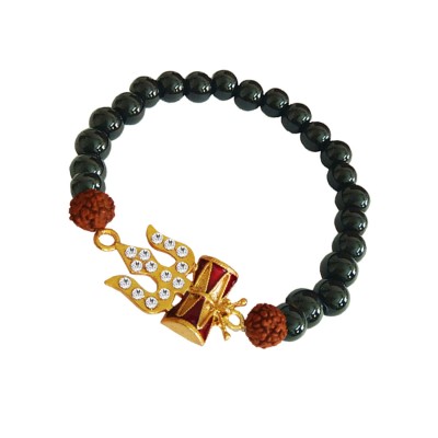 Black Onyx Bracelet Rudraksha Trishul