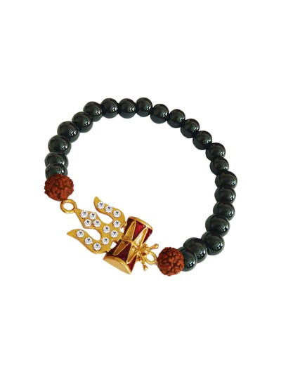 Black Onyx Bracelet Rudraksha Trishul