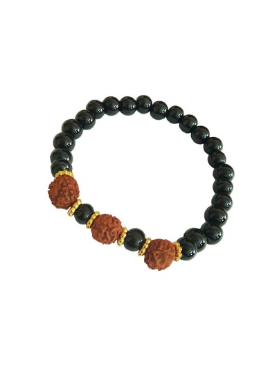 Black Onyx Bracelet Rudraksha Yoga Beads