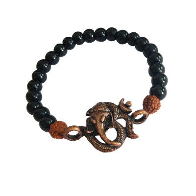 Black Onyx Bracelet Rudraksha Om Ganesha