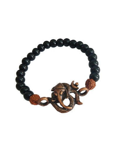 Black Onyx Bracelet Rudraksha Om Ganesha