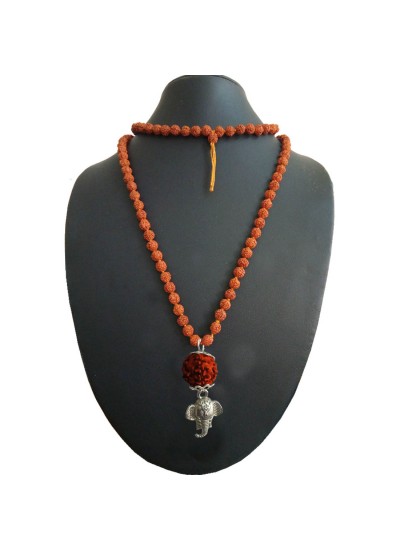 Rudraksha Mala Ganesha Pendant For Men