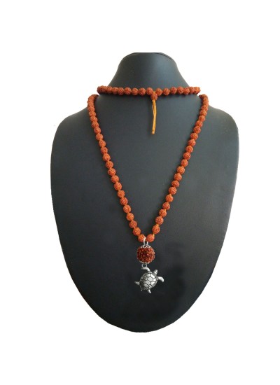 Rudraksha Mala Lucky Tortoise (Kachva- Pendant