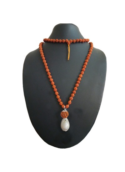 Rudraksha Mala Cowry Pendant For Men