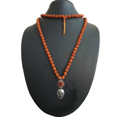 Rudraksha Mala Skull Pendant 