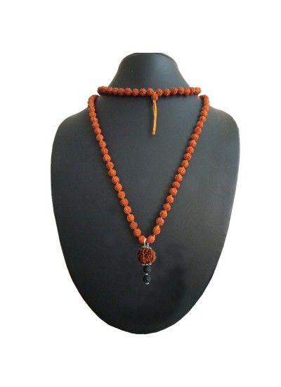 Rudraksha Mala Lava Stone Pendant 