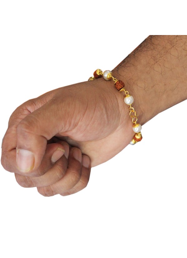 Multicolour Rudraksha & Pearl Combination Rudraksha Bracelet