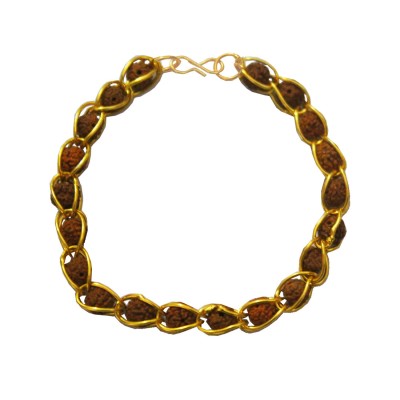 Gold:Brown Rudraksha Design Bracelet