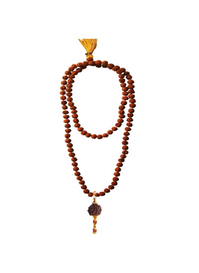 Rudraksha 108 Beads Mala With Rudrasha Pendant Necklace Mala