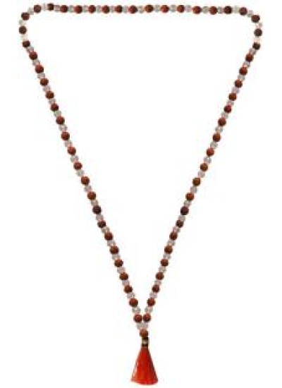 Brown::White  rudraksha with Crystal Mala 