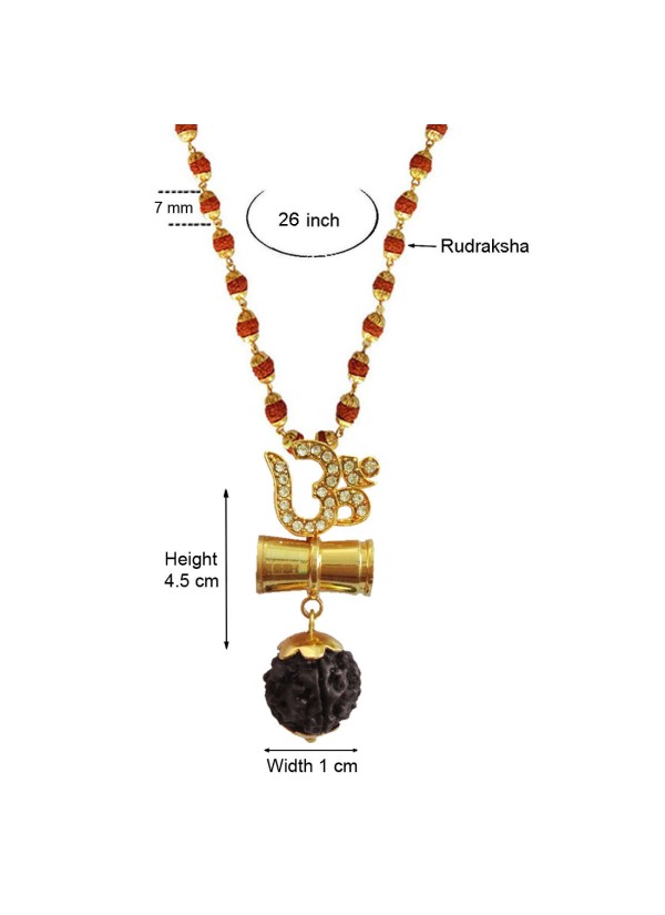 Mahadev Shiva Om Rudraksha Damru Pendant By Menjewell