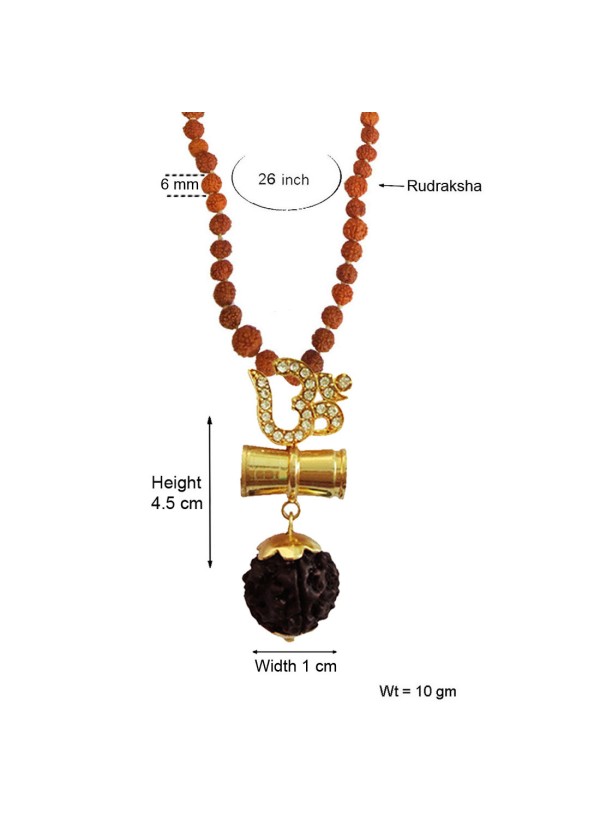 Mahadev Shiva Om Rudraksha Damru Pendant By Menjewell