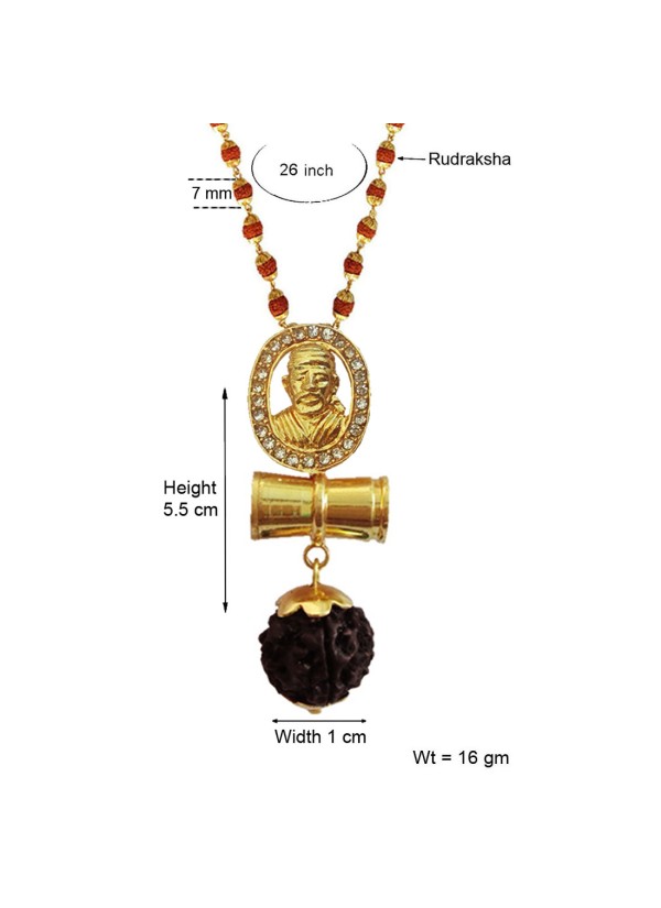 Sai Baba Damru Rudraksha Pendant By Menjewell