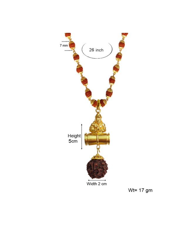 Pawan Putra Hanuman  Rudraksha  Damru Pendant By Menjewell