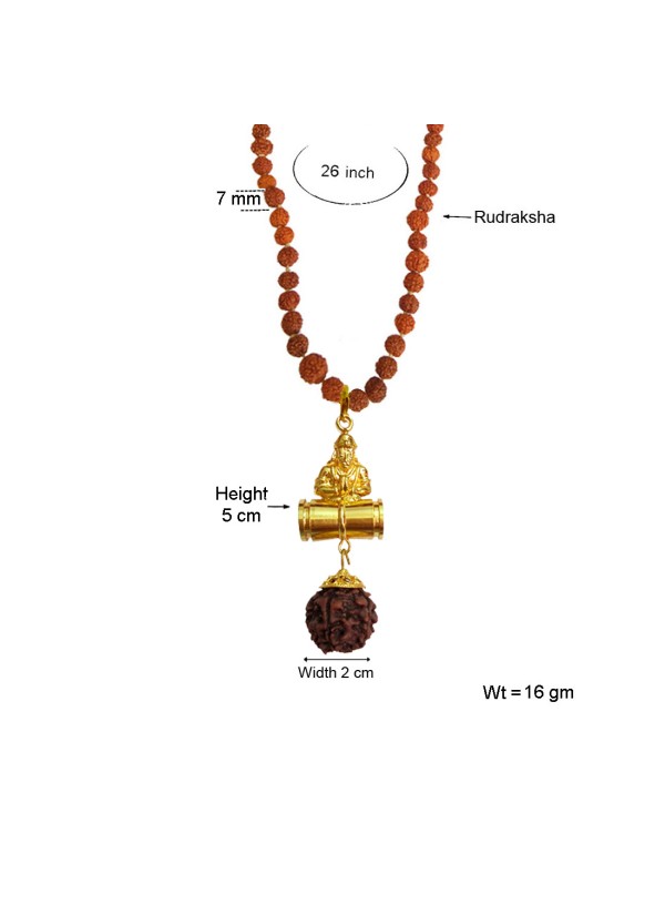 Pawan Putra Hanuman  Rudraksha  Damru Pendant By Menjewell