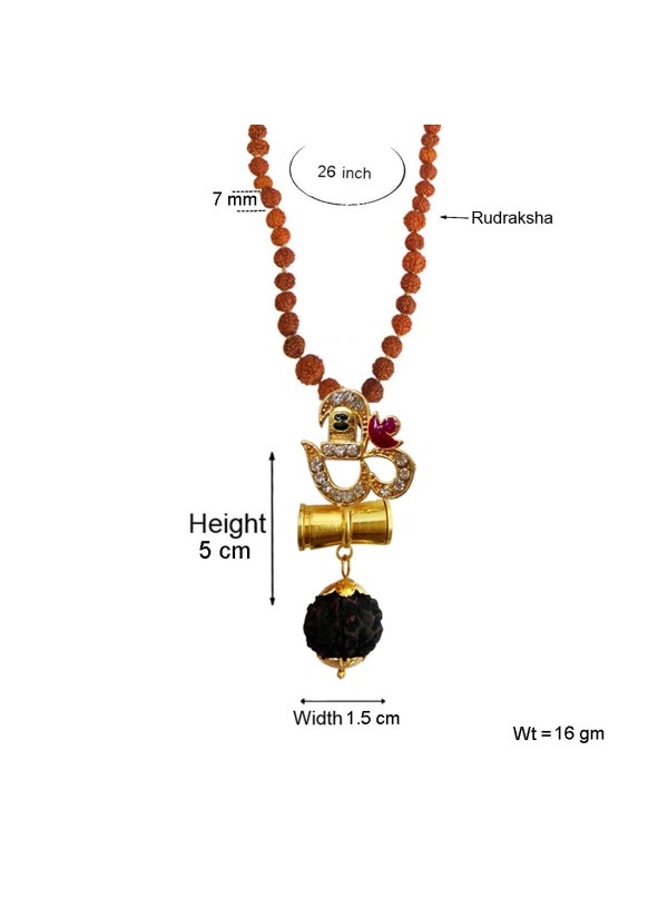 Mahadev Shiva Shivling  Om Rudraksha  Damru Pendant By Menjewell