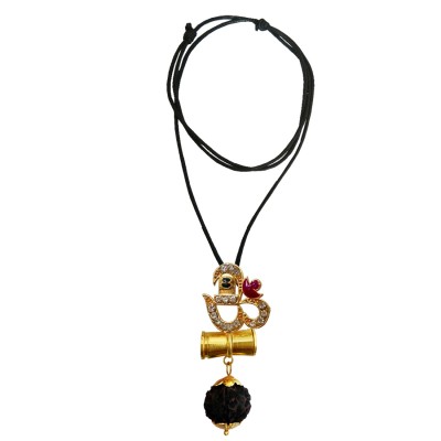 Mahadev Shiva Shivling  Om Rudraksha  Damru Pendant By Menjewell