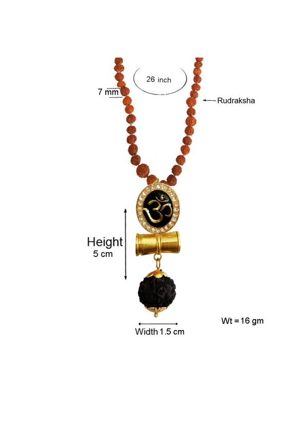 Mahadev Shiva Om Rudraksha Damru Pendant By Menjewell