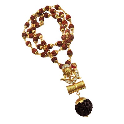 Om Ganesha Damru Rudraksha Pendant By Menjewell