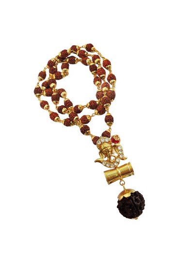 Om Ganesha Damru Rudraksha Pendant By Menjewell