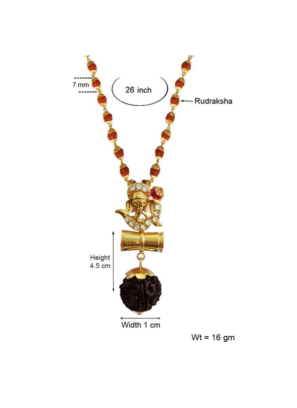 Om Ganesha Damru Rudraksha Pendant By Menjewell