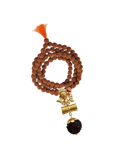 Om Ganesha Damru Rudraksha Pendant By Menjewell