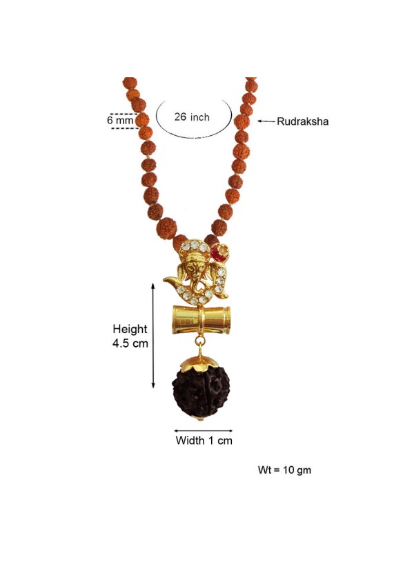 Om Ganesha Damru Rudraksha Pendant By Menjewell