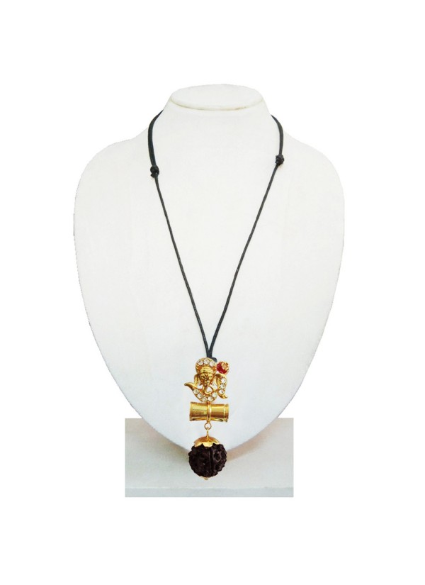 Om Ganesha Damru Rudraksha Pendant By Menjewell