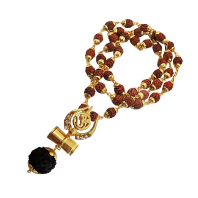 Om Trishul Rudraksha  Damru Pendant By Menjewell